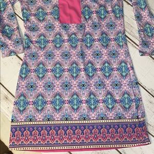 CABANA LIFE Swimsuit Coverup Tunic Dress  UPF 50+ Size Large Colorful